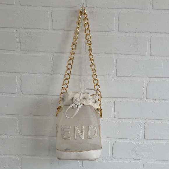 Fendi Handbags - Fendi  Vintage Mesh And Leather  Mini Bucket Bag